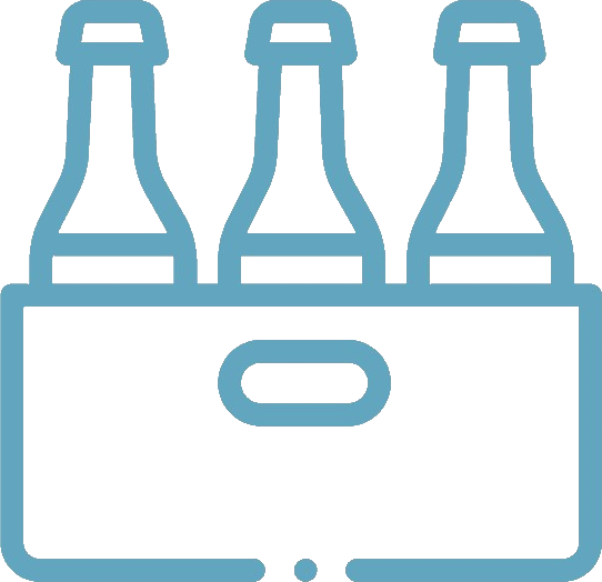 A lineart of a 6pack of beer bottles